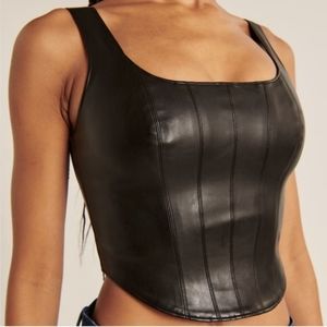 NWT Abercrombie & Fitch Tops Vegan Leather Corset Scoopneck Top